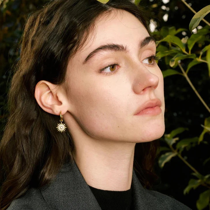 Aurora - Sun Hoop Earrings with Crystals - Image 2