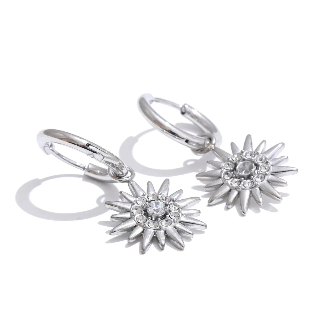 Aurora - Sun Hoop Earrings with Crystals - Image 3