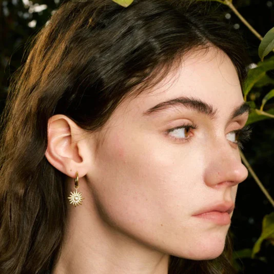 Aurora - Sun Hoop Earrings with Crystals - Image 4