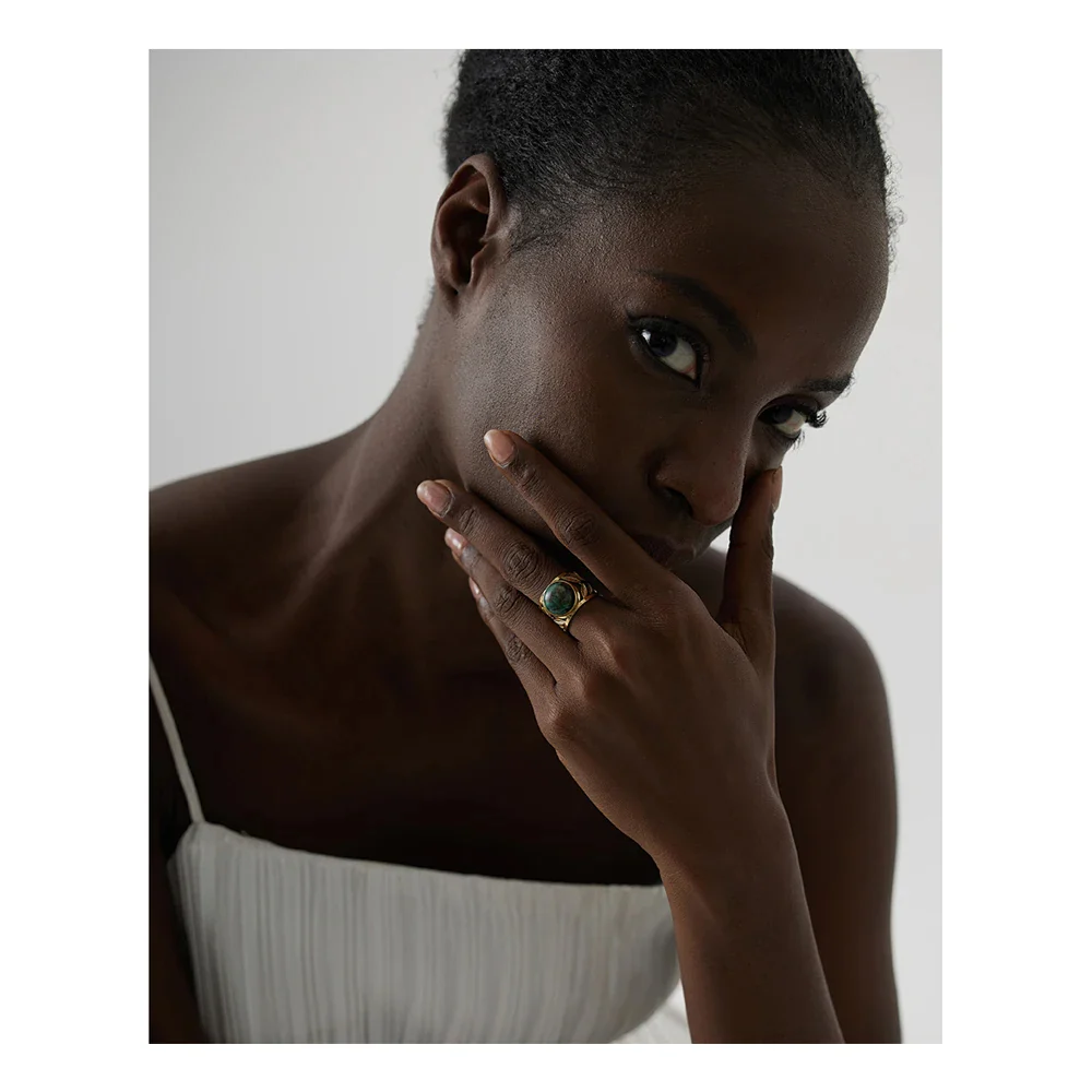 Blessed Tranquillity - 18k Open ring with African Turquoise Jasper - Image 2