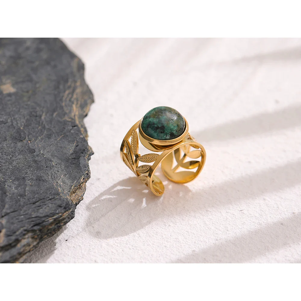 Blessed Tranquillity - 18k Open ring with African Turquoise Jasper - Image 3