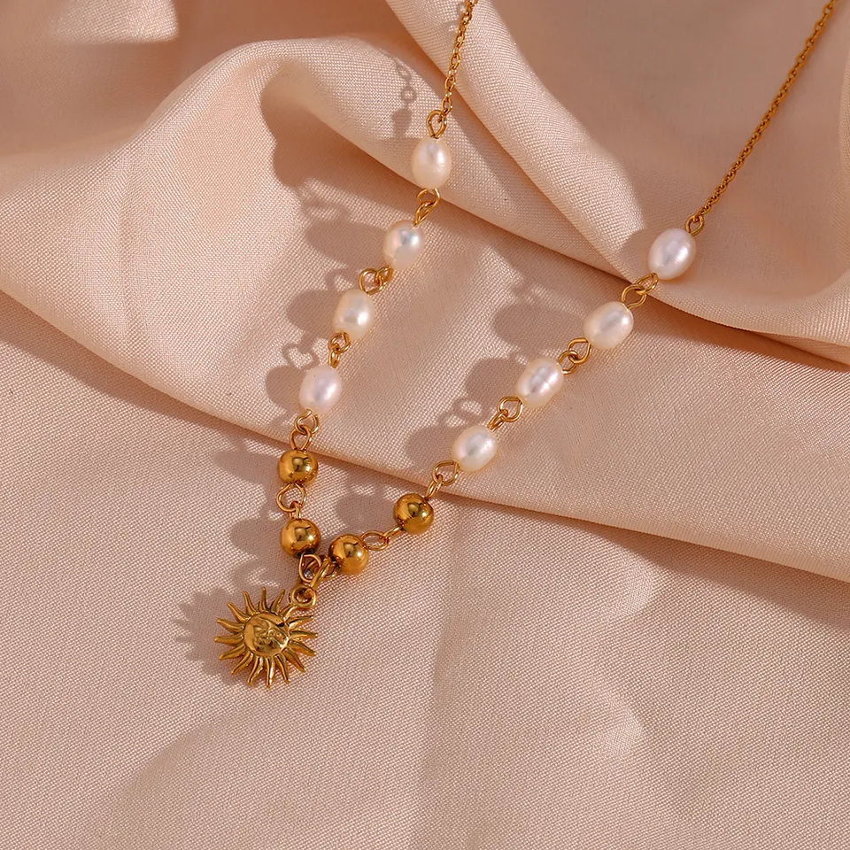 Blissful Radiance - Necklace with Pearls and 18k Stainless - Image 4