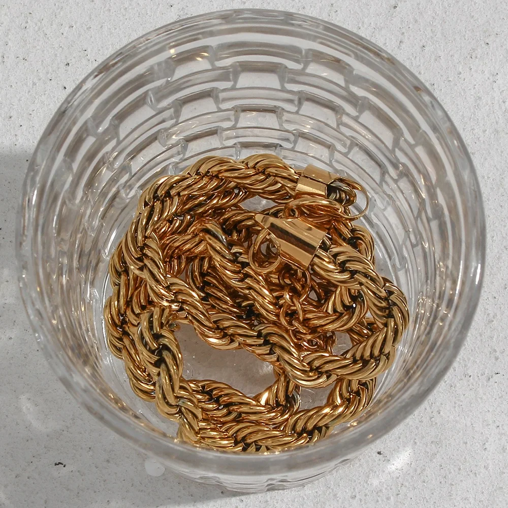 Chunky Gold Twisted Necklace and Bracelet Set - Image 6