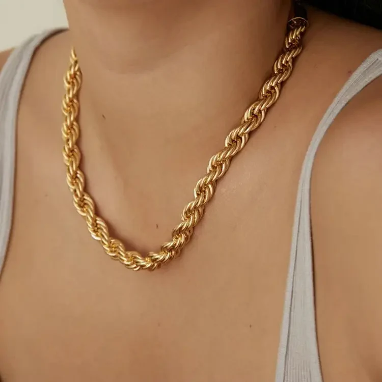 Chunky Gold Twisted Necklace and Bracelet Set - Image 8