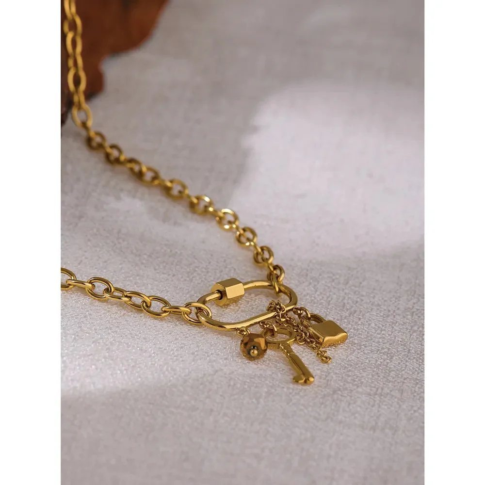 Contentment - Gold Lock and Key Necklace - Image 3
