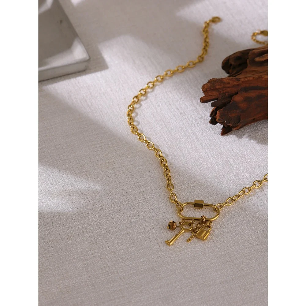 Contentment - Gold Lock and Key Necklace - Image 4