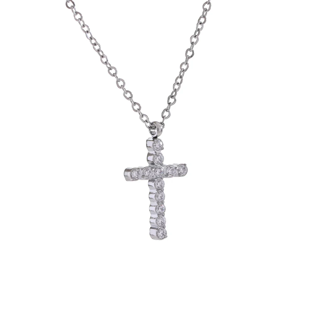 Dainty Cross Necklace with Crystals for Women - Image 6