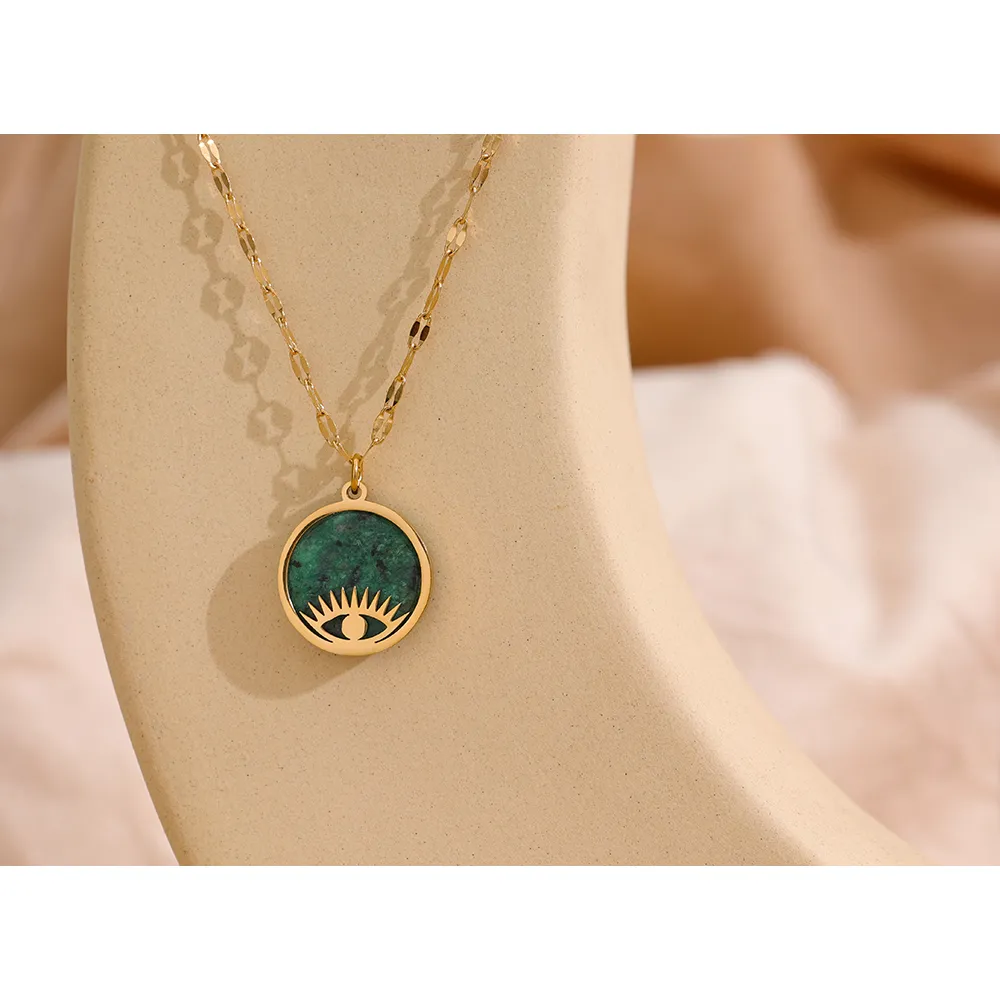 Deep Green - Evil Eye Jasper Necklace - Image 4