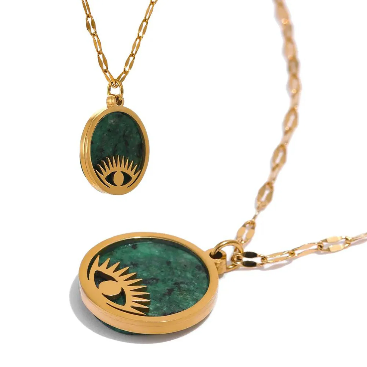 Deep Green - Evil Eye Jasper Necklace - Image 5
