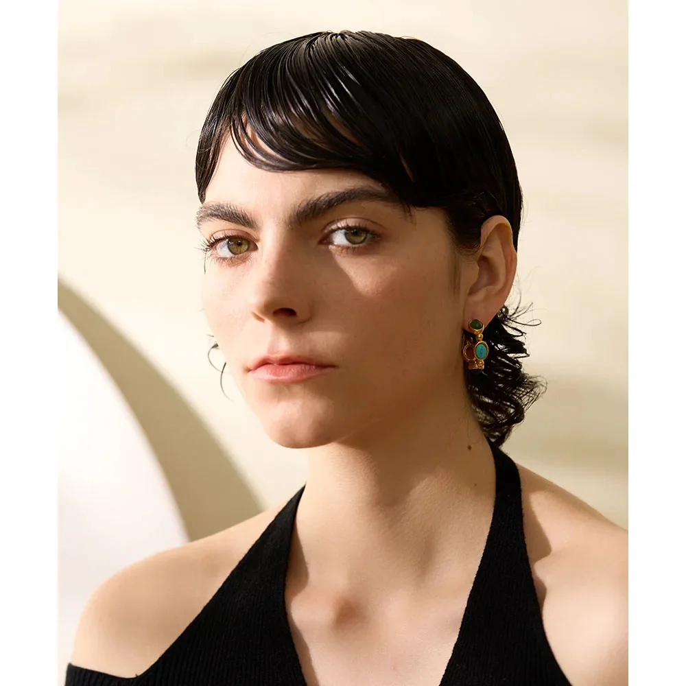 Delicate Guidence - Gold Hoop Earrings with Gemstones - Image 5