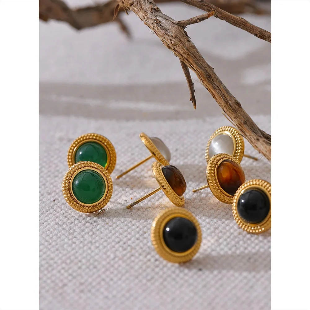 Determination - Gold Stud Earrings with Black Onyx - Image 3