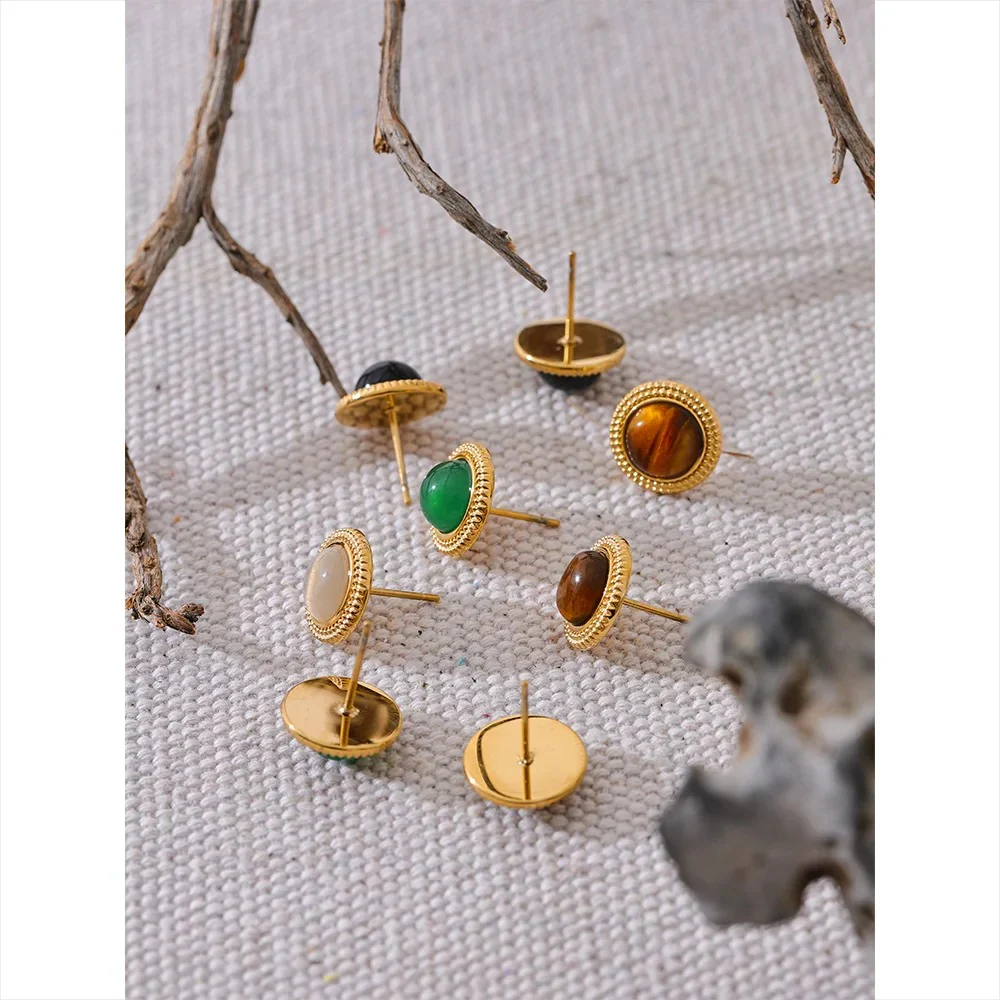 Determination - Gold Stud Earrings with Black Onyx - Image 4