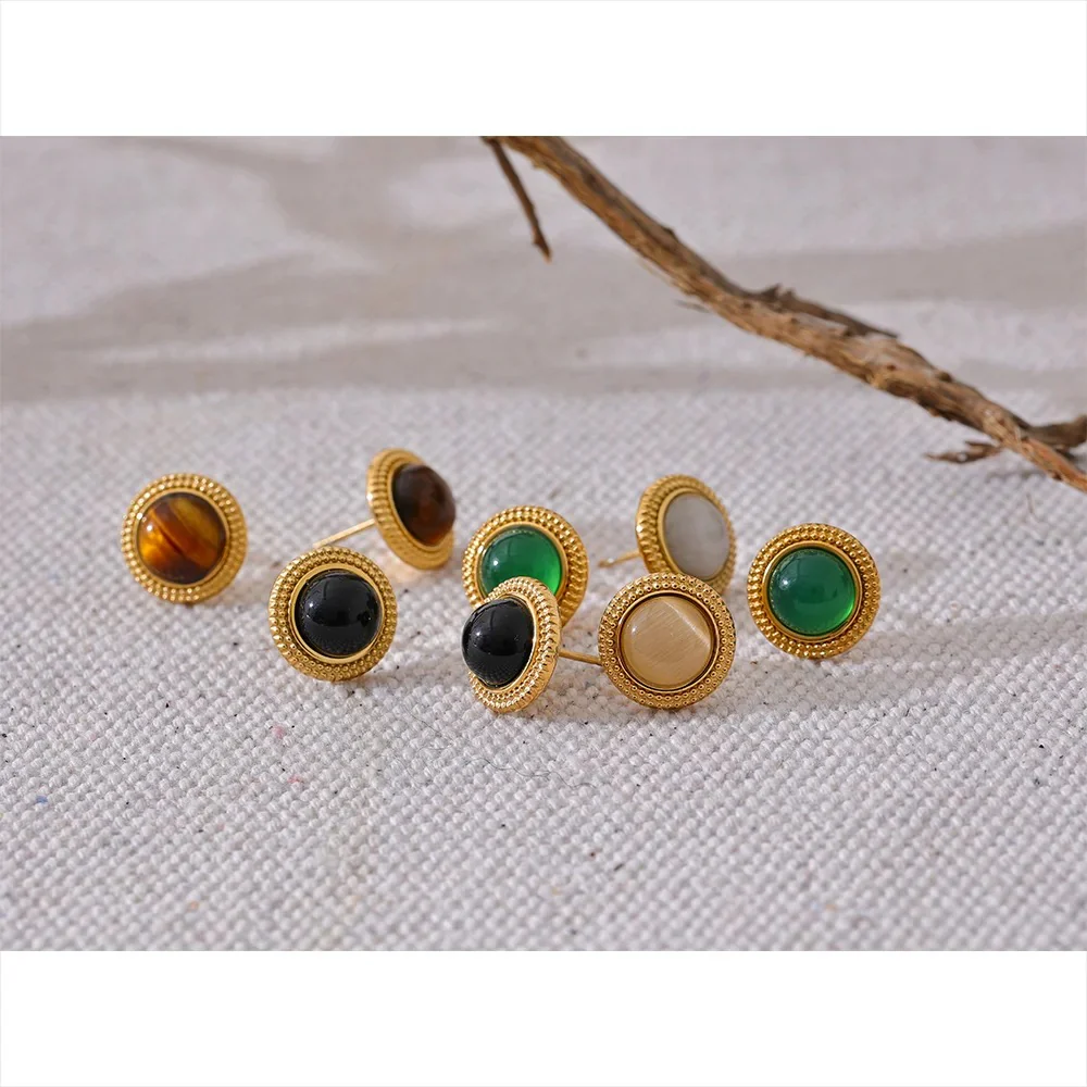 Determination - Gold Stud Earrings with Black Onyx - Image 5