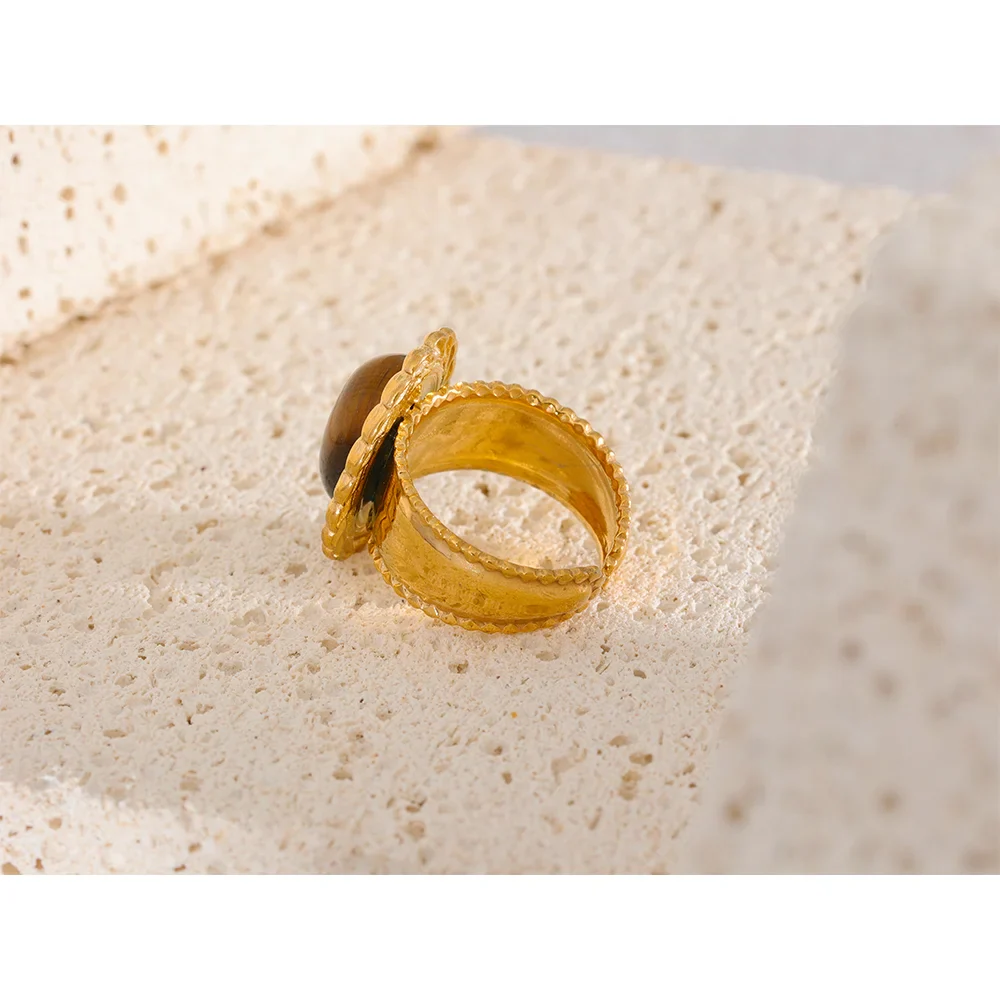 Discipline and Willpower - 18k Open Ring Tiger's eye Green Jasper - Image 5