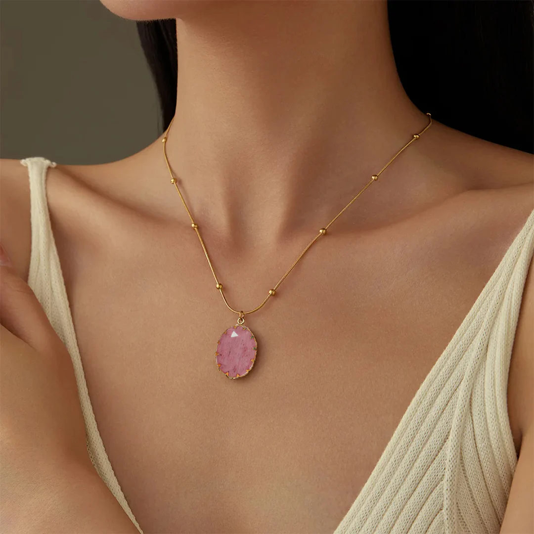 Divine Love: Rhodonite Gold Necklace - Image 2