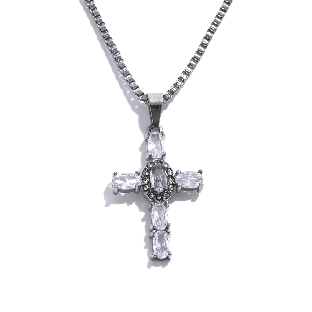 Embrace - Delicate Colourful Cross Necklace Gold/Silver - Image 6