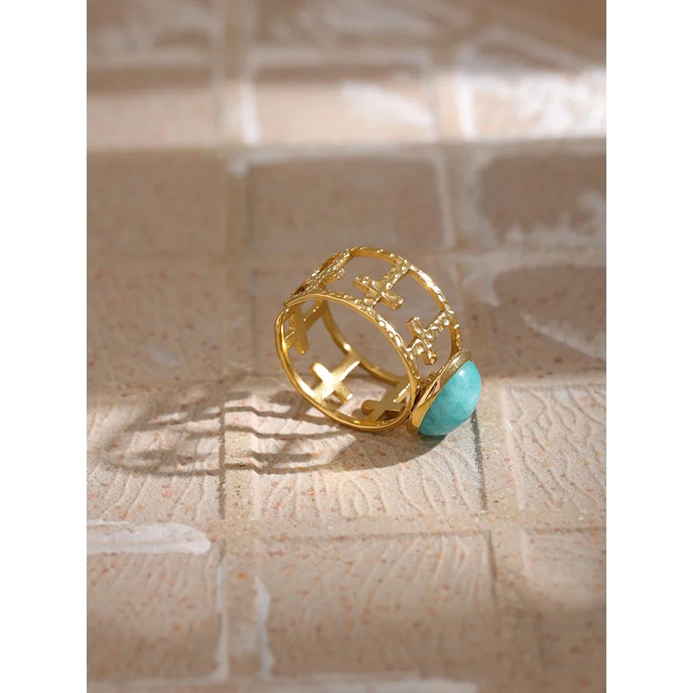 Energy - Gold Open Ring with  Amazonite - Image 4