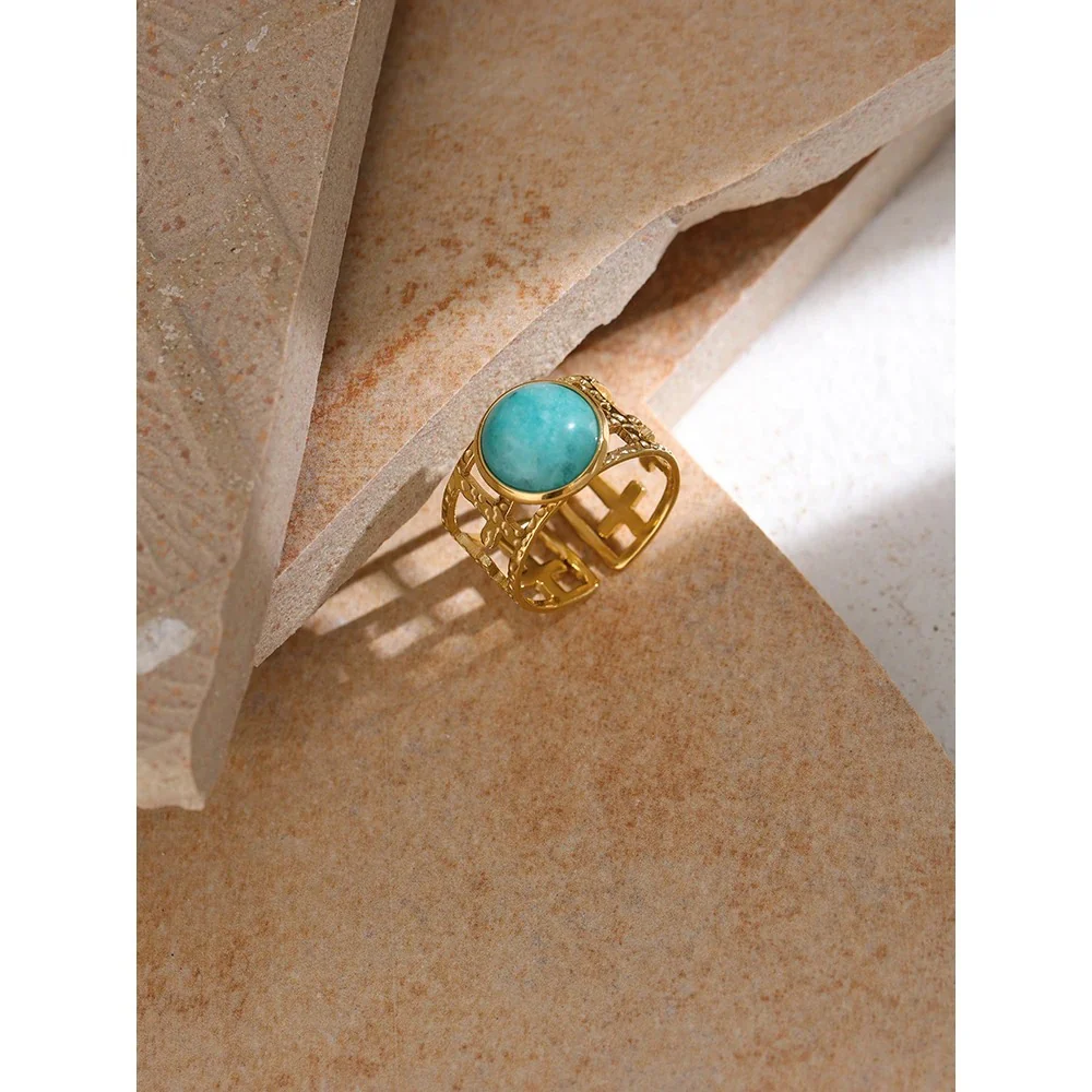 Energy - Gold Open Ring with  Amazonite - Image 5