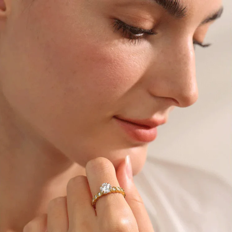 Eternity Ring - Honeycomb Crystal Ring  Gold/Silver - Image 2