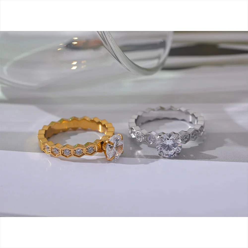 Eternity Ring - Honeycomb Crystal Ring  Gold/Silver - Image 3
