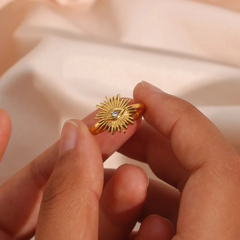 Eye of Protection: Gold Adjustable Evil Eye Ring - Image 3