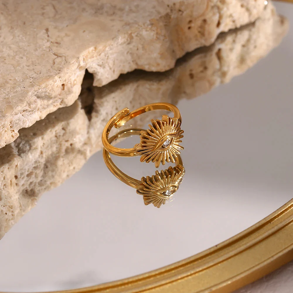 Eye of Protection: Gold Adjustable Evil Eye Ring - Image 4