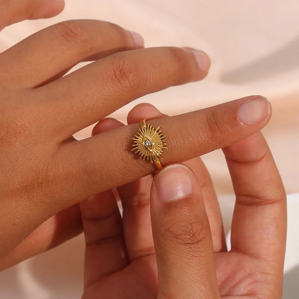 Eye of Protection: Gold Adjustable Evil Eye Ring - Image 5
