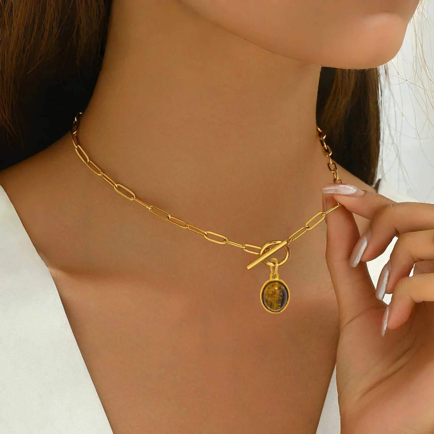 Fearless Spirit – Gold Dainty Tiger’s Eye Necklace - Image 2
