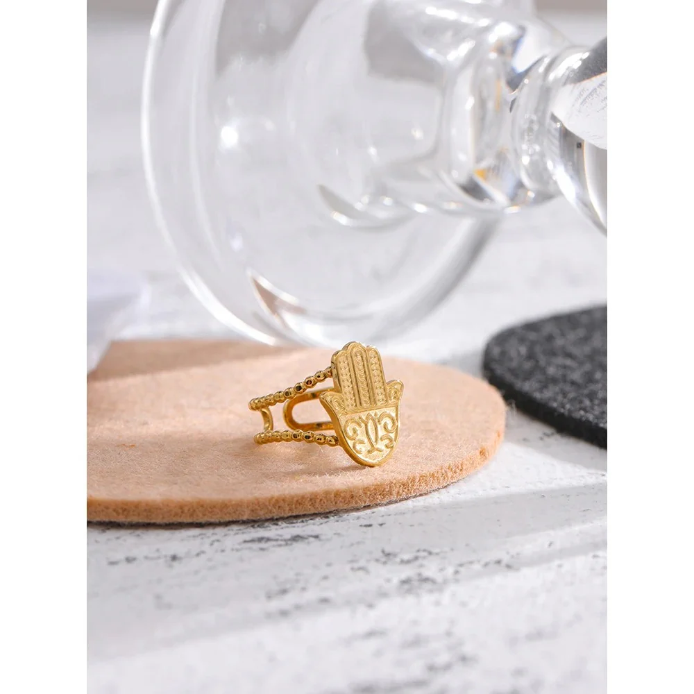 Focus and Confidence -18k Hamsa Open Ring - Image 4