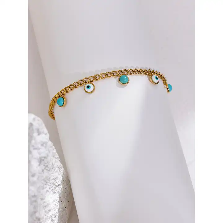 Focus and Strength -  18k Evil Eye Bracelet with Turquoise - Image 3