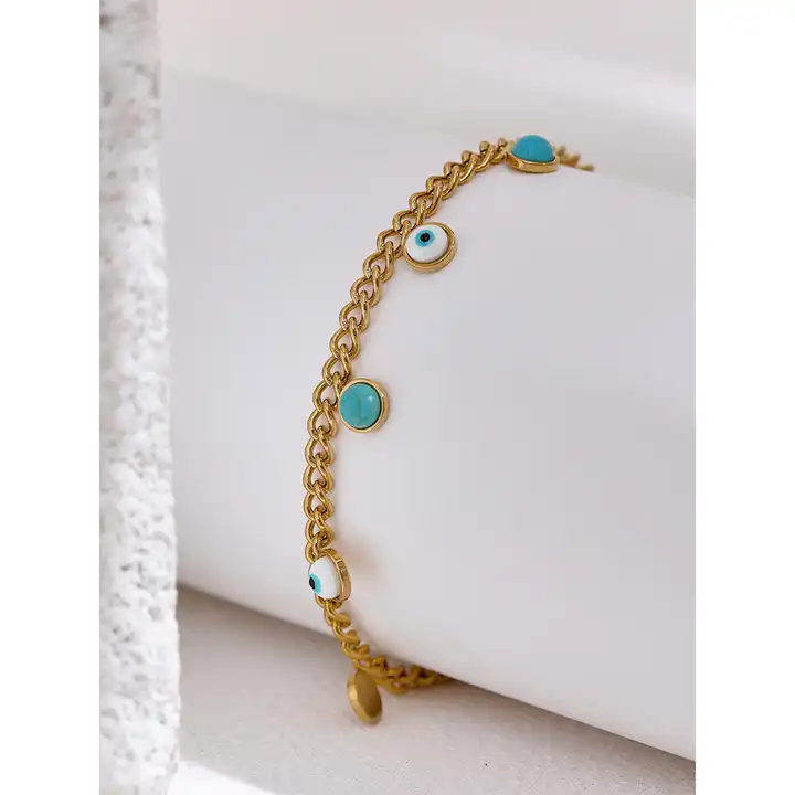 Focus and Strength -  18k Evil Eye Bracelet with Turquoise - Image 4
