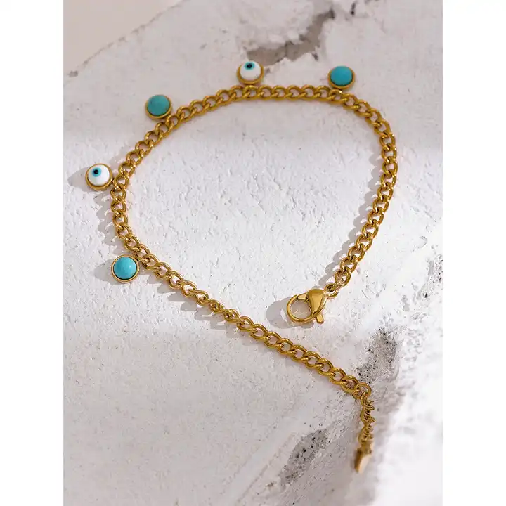 Focus and Strength -  18k Evil Eye Bracelet with Turquoise - Image 5