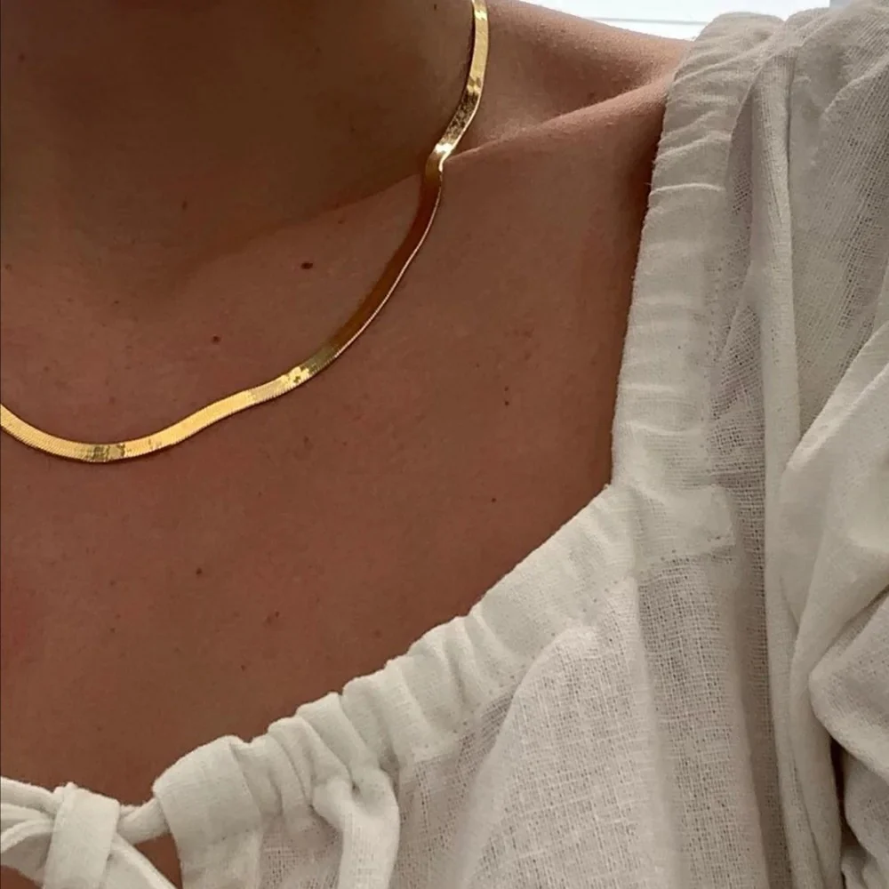 Gold / Silver Flat Snake  Herringbone Necklace - Image 2