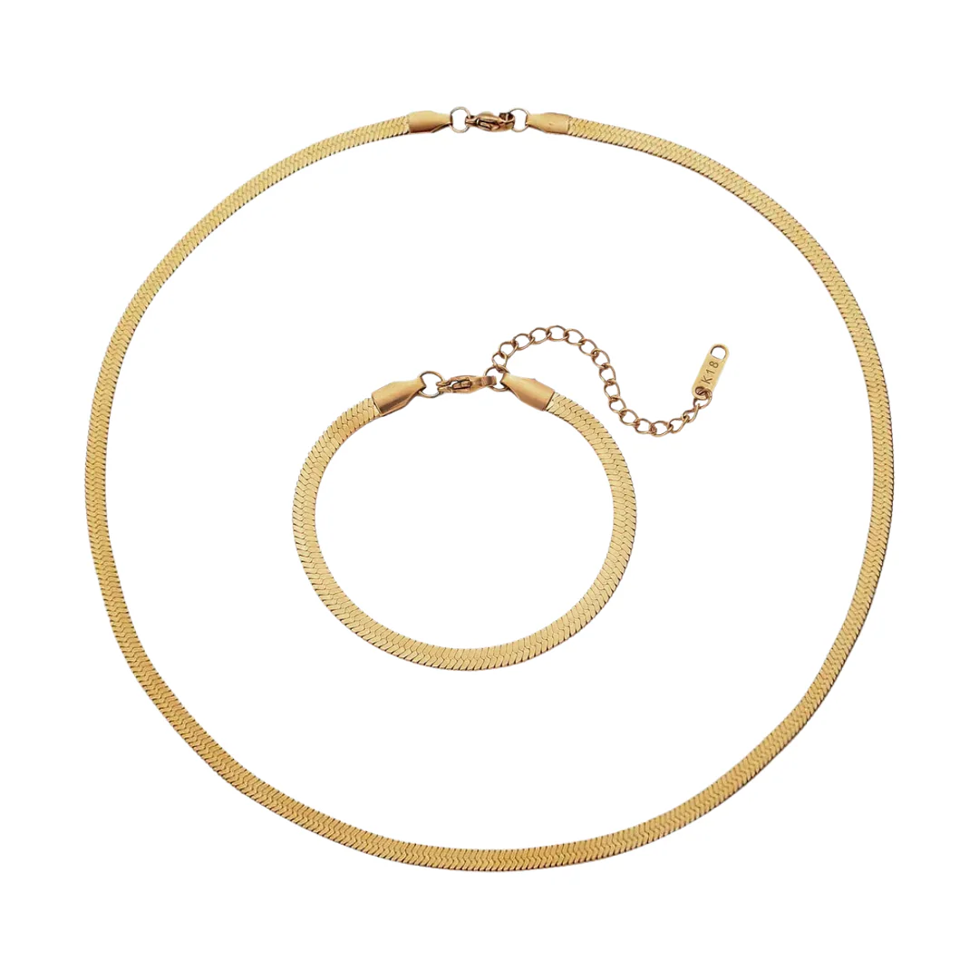 Essentials – Herringbone Chain Bundle Necklace + Bracelet - Image 5