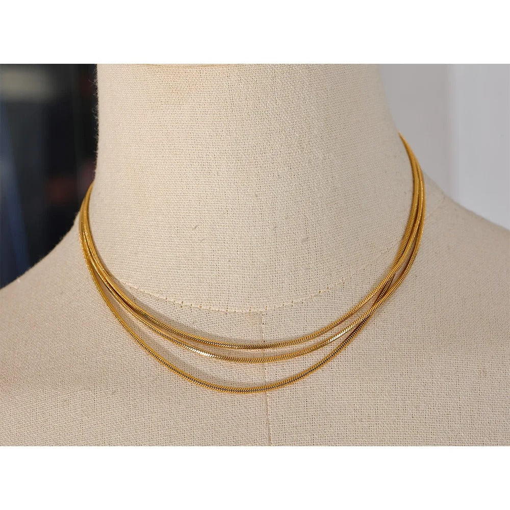 Luster Cascade: Gold Long Chain Layered Necklace - Image 2