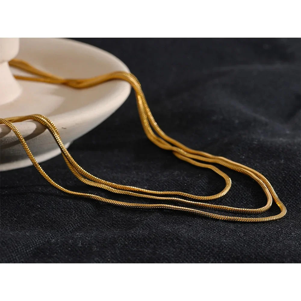 Luster Cascade: Gold Long Chain Layered Necklace - Image 3