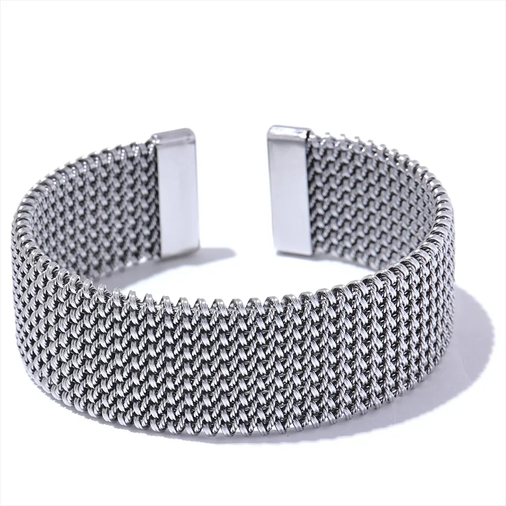 Gold / Silver Wide Statement Bangle Bracelet - Image 3