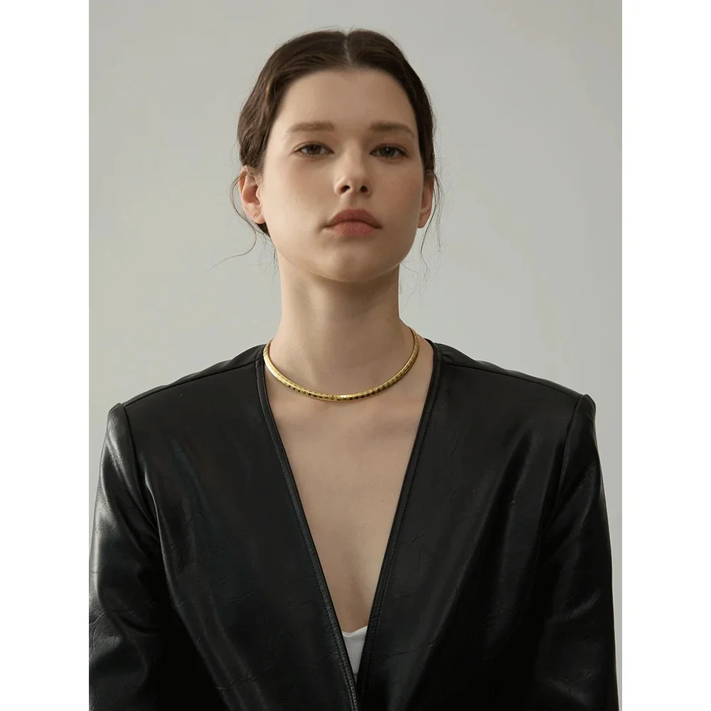 Gold Flat Snake Choker Necklace - Image 5