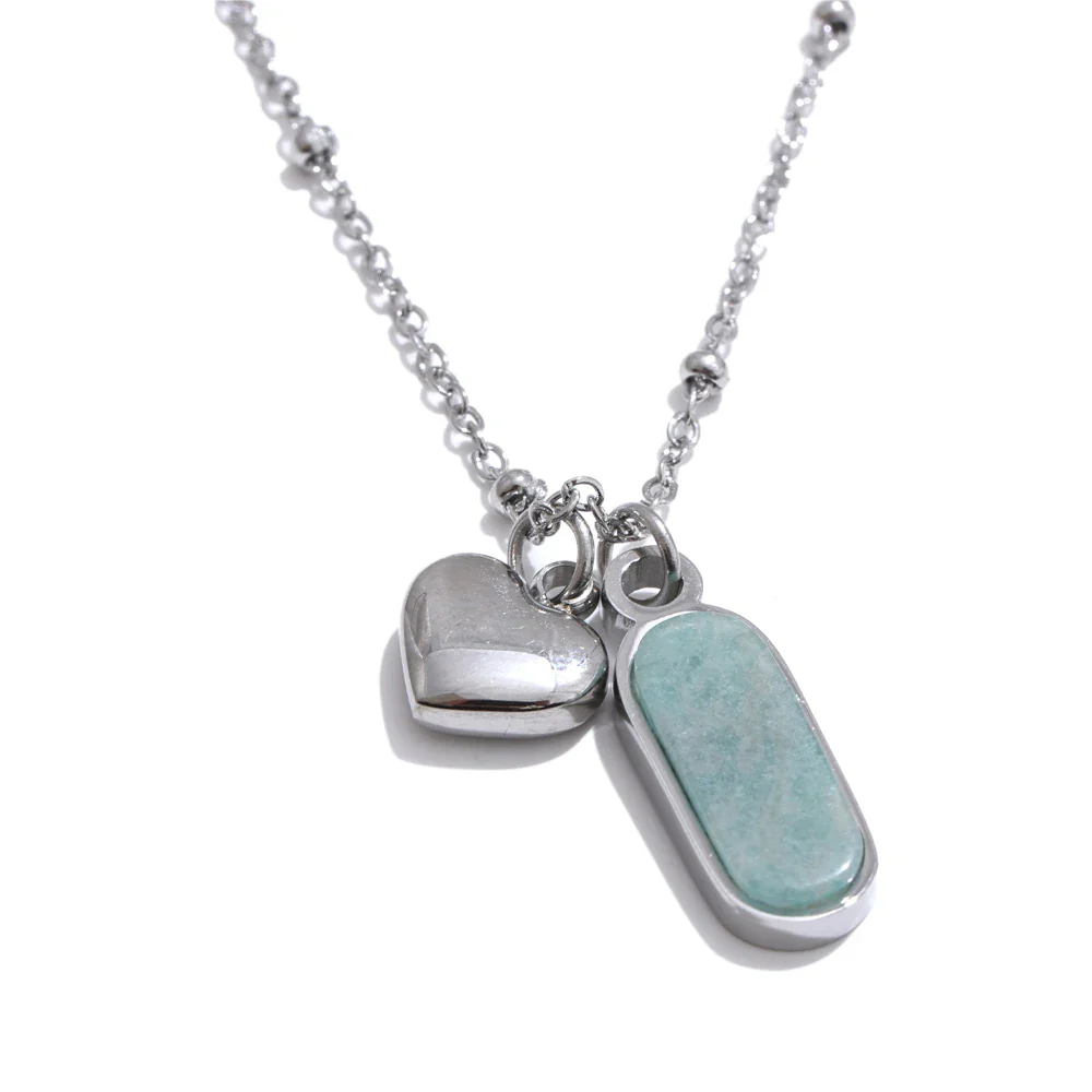 Heart & Stone - Dainty Amazonite Necklace Gold/Silver - Image 4