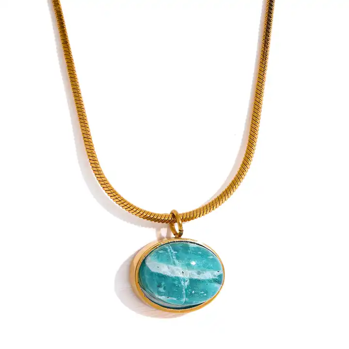 Hidden World - Gold / Silver Necklace with Amazonite - Image 4