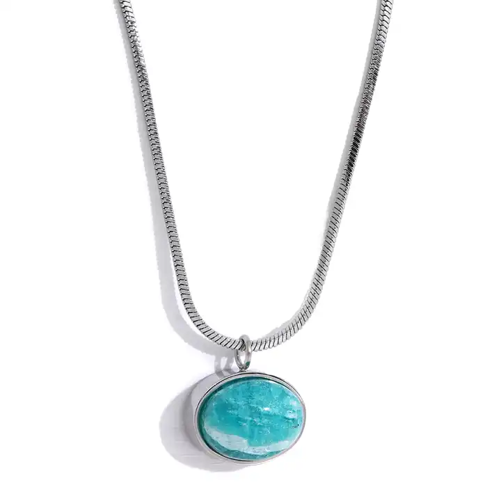 Hidden World - Gold / Silver Necklace with Amazonite - Image 5