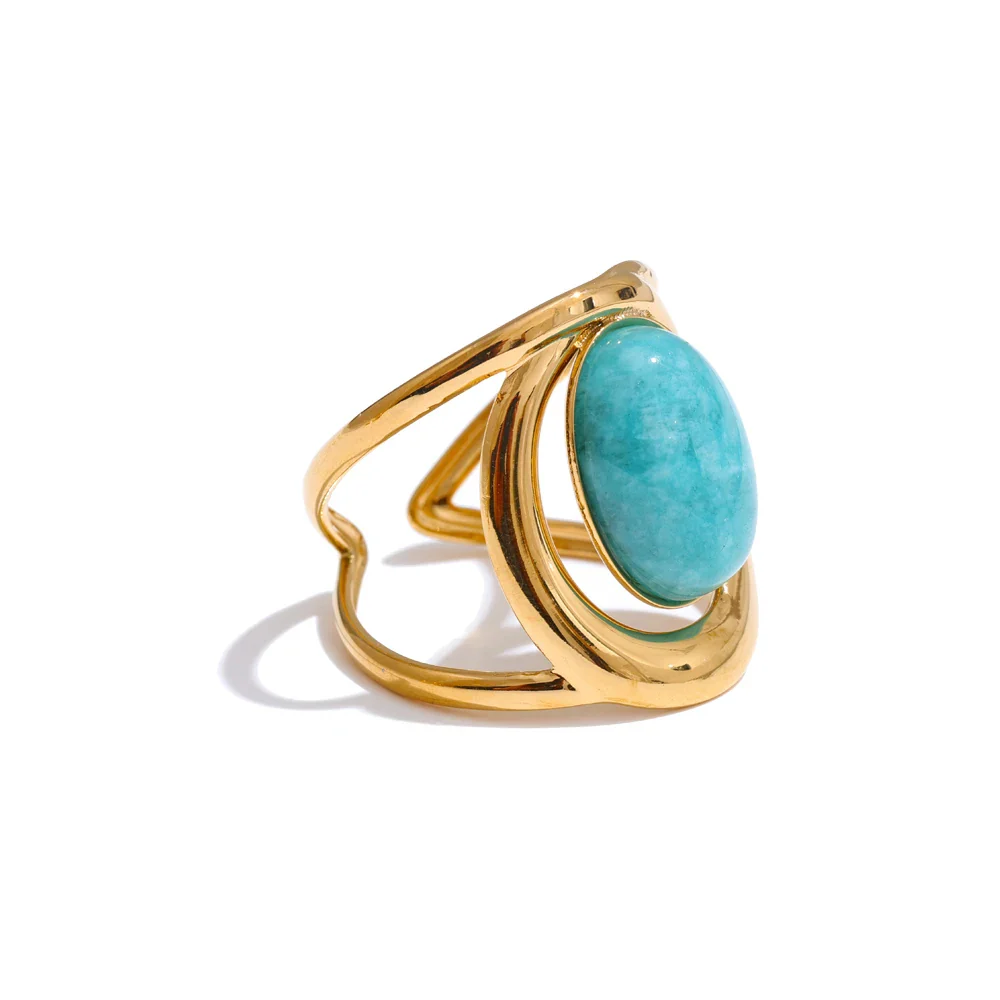 Horizon - Amazonite / Mother of Pearl Gold Ring - Image 3
