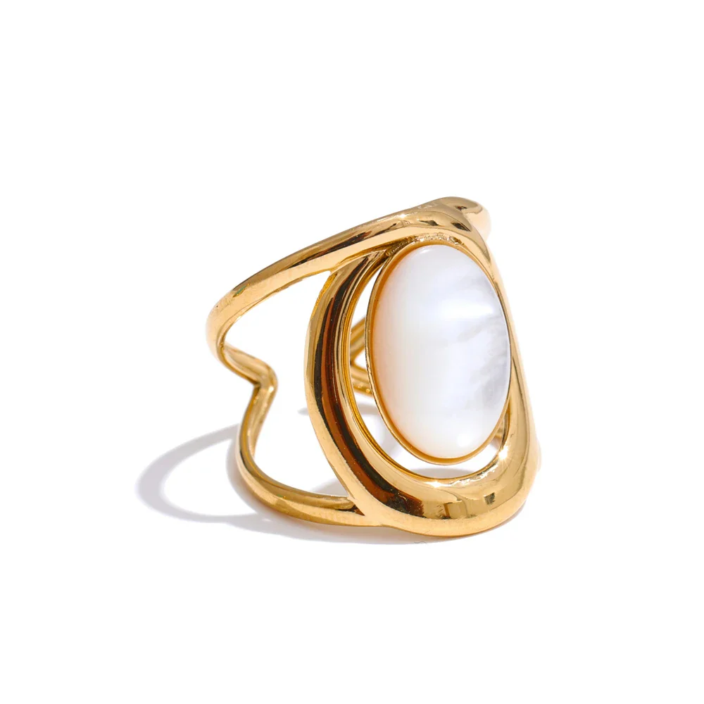 Horizon - Amazonite / Mother of Pearl Gold Ring - Image 4