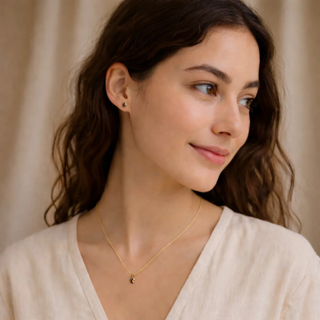 Inner Focus – Dainty Tiger’s Eye Necklace & Earrings Set - Image 2
