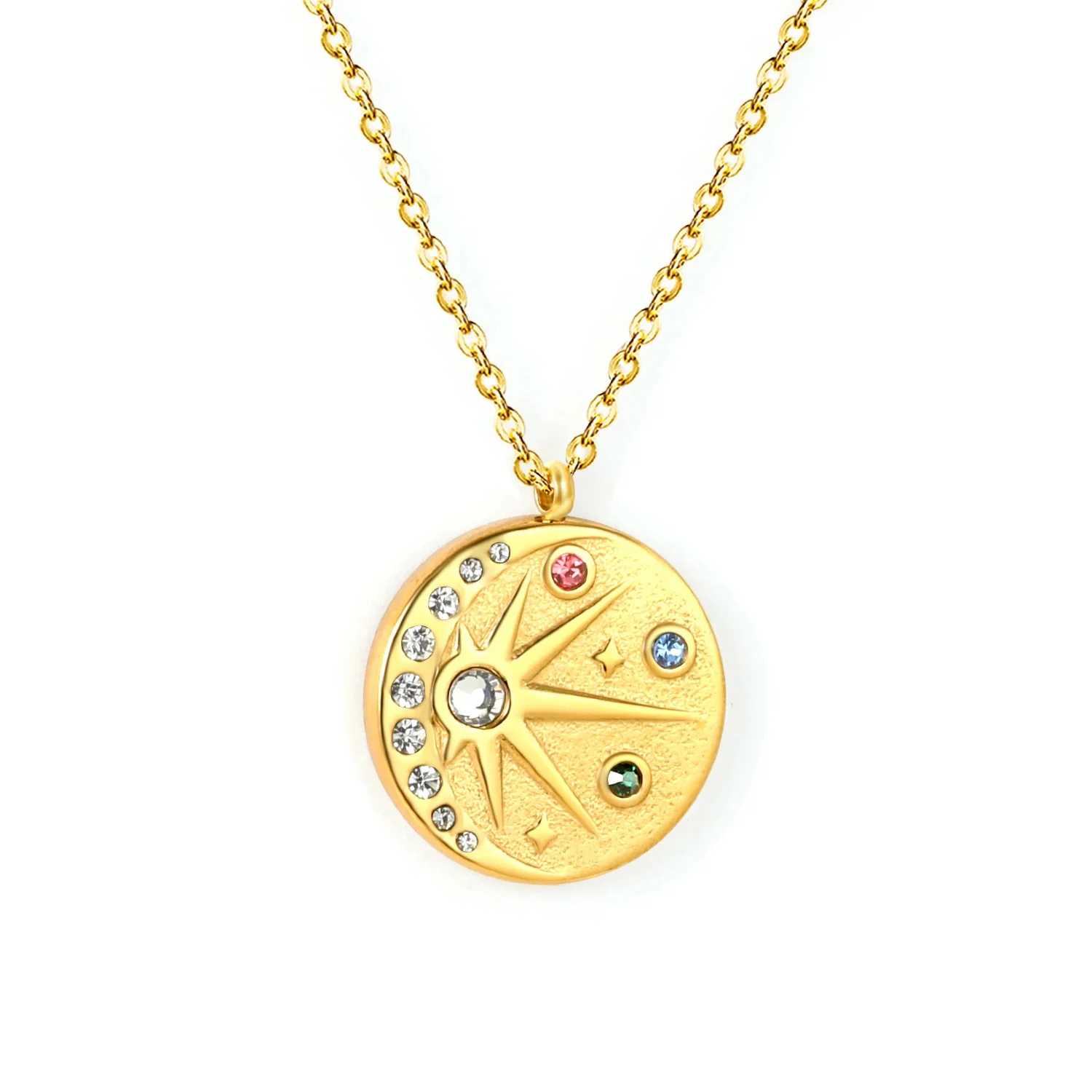 Joy and Positivity - 18k Necklace with Moon and Sun