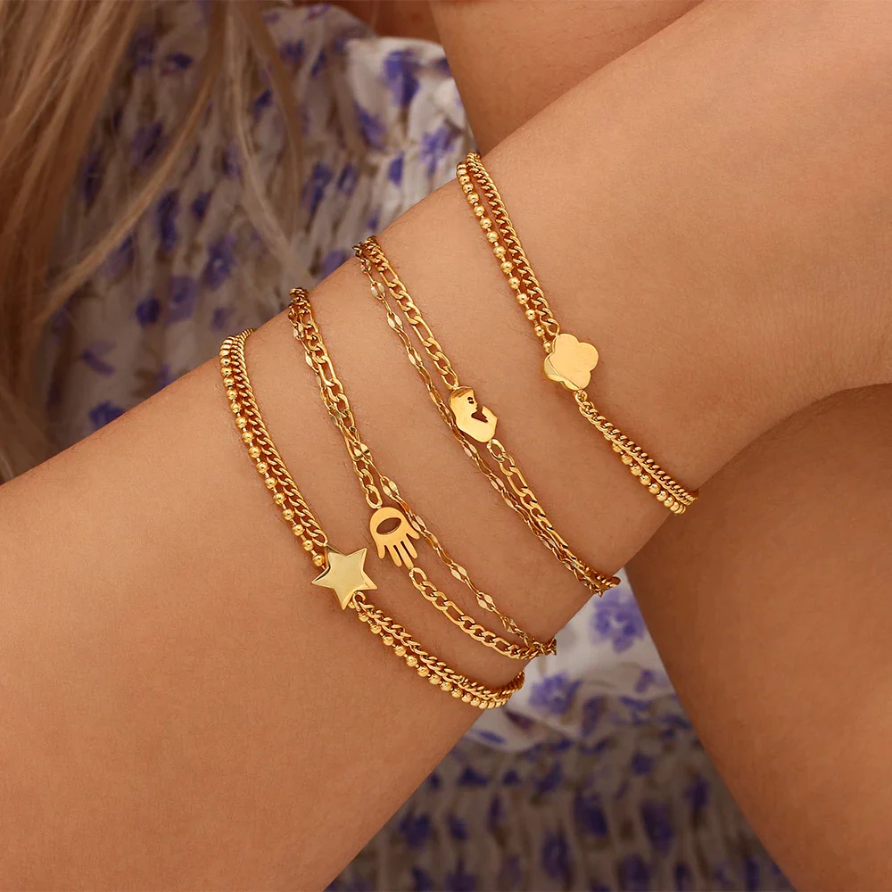 Love - Double Layer Gold Bracelet - Image 6