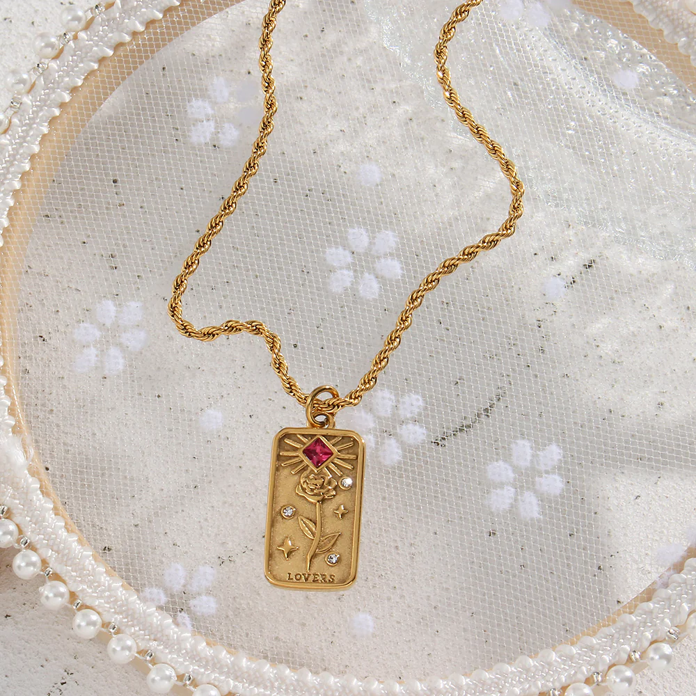 Lovers - Tarot card  18k Necklace - Image 3