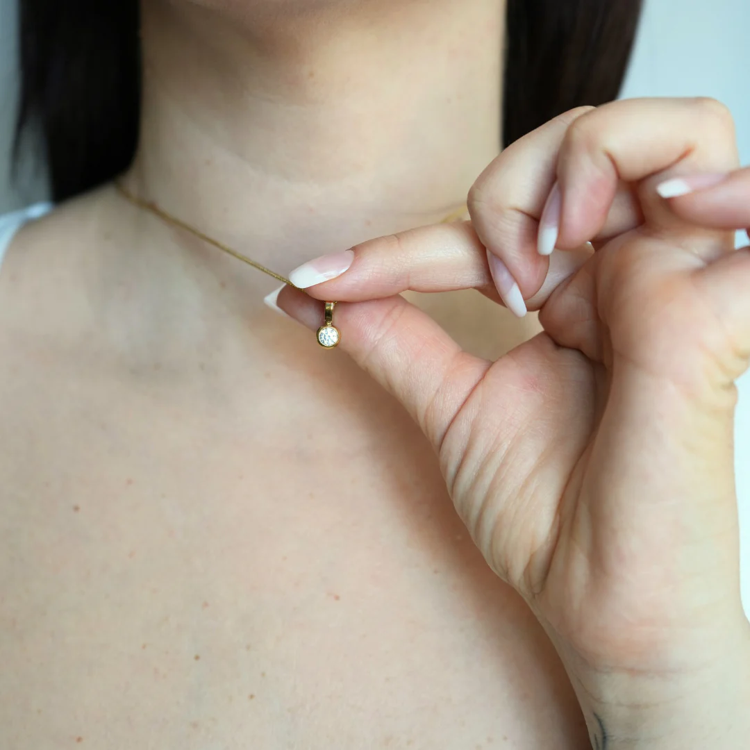 Lumière - Dainty Round Bezel Gold | Silver Necklace - Image 5