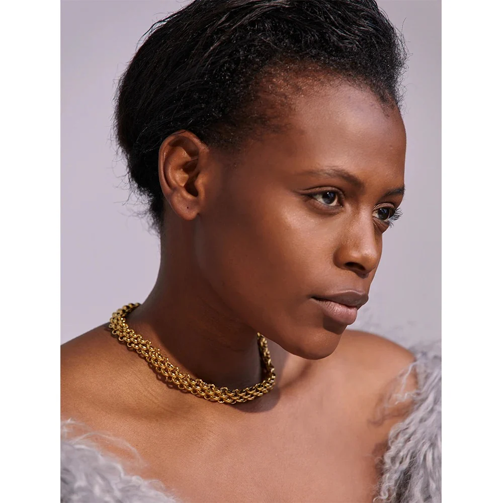 Luminous Link -18k / Silver Chain Statement Necklace - Image 2