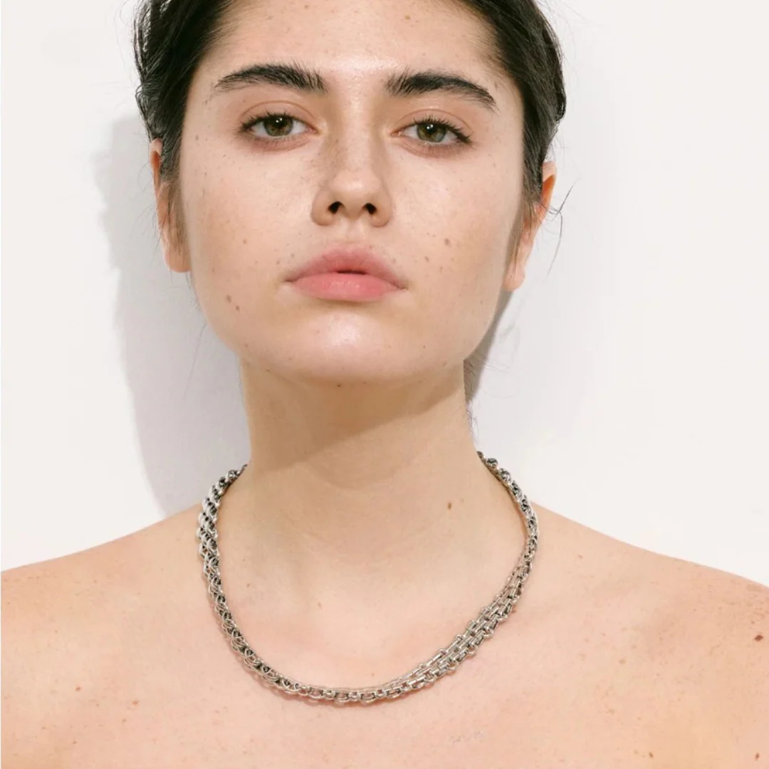 Luminous Link -18k / Silver Chain Statement Necklace - Image 6